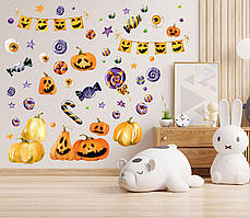 Вінілова Наклейка Набір Моторошний Halloween розмір листа 1100 х 500 мм, глянсовий