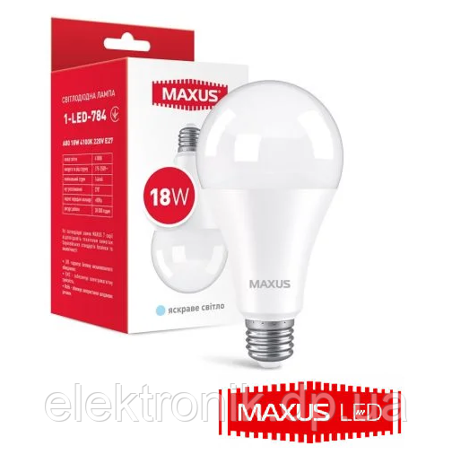 LED-лампа MAXUS A80 18 W 4100 K 220 V E27 (1-LED-784) Світлодіодна лампа MAXUS 1-LED-784 — )