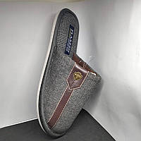 Капці домашні чоловічі, світло-сірі з коричневим, МАЛОМІРЯТЬ