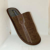 Капці домашні чоловічі, світло-сірі з коричневим, МАЛОМІРЯТЬ