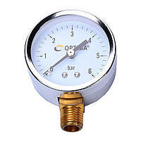 Манометр Optima 6 атм. 50 мм. нижнє під&#x27;єднання нерж.корпус