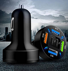 Автомобільна зарядка USB у прикурювач на 6 виходів: Usb PD Super QC3.0