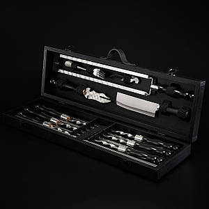 Шампури подарункові набір бокс для пікніка гриля та барбекю Оригінальні Віп подарунки на день народження татові, хлопцю,