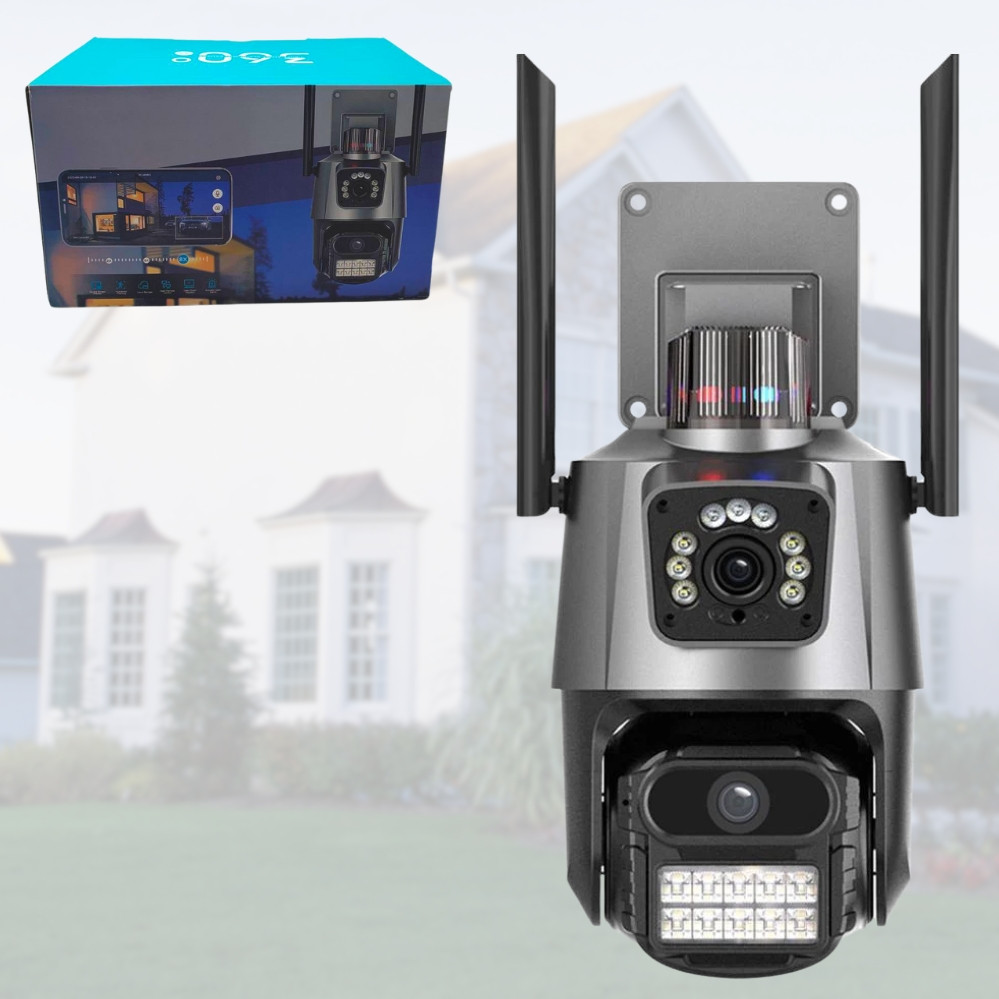 Камера зовнішнього відеоспостереження P11-6MP Поворотна вулична WiFi відеокамера з 2 об'єктивами та нічною зйомкою, фото 1