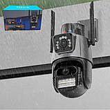 Камера зовнішнього відеоспостереження P11-6MP Поворотна вулична WiFi відеокамера з 2 об'єктивами та нічною зйомкою, фото 3