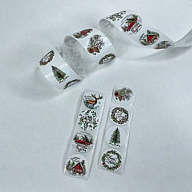 Наклейки круглі, 25 мм, "Новий рік" асорті (50 шт)