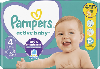 Підгузки Pampers Active Baby Розмір 4 (Maxi) 9-14 кг 46 шт