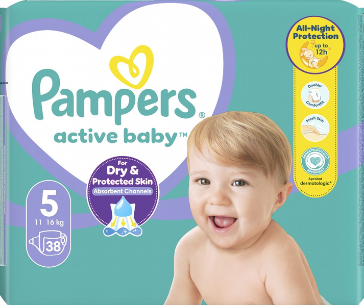Підгузки Pampers Active Baby Розмір 5 (Junior) 11-16 кг 38 шт, фото 1