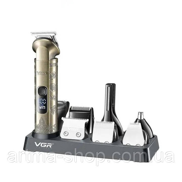 Аккумуляторна машинка для стрижки волосся 8 в 1 VGR V-110, Потужність 5Вт, з LED дисплеєм