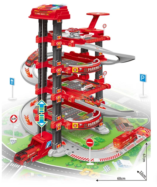 Гараж для машинок 660-A329 Пожежна частина зі звуковими та світловими ефектами, 5 поверхів, вертоліт, фото 1
