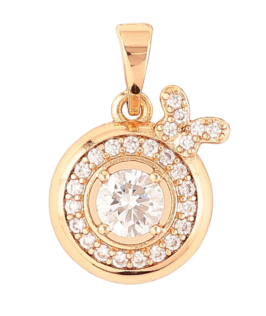 Кулон Xuping Позолота 18K «Кругла підвіска з цирконієм і метеликом» для ланцюжка до 5мм
