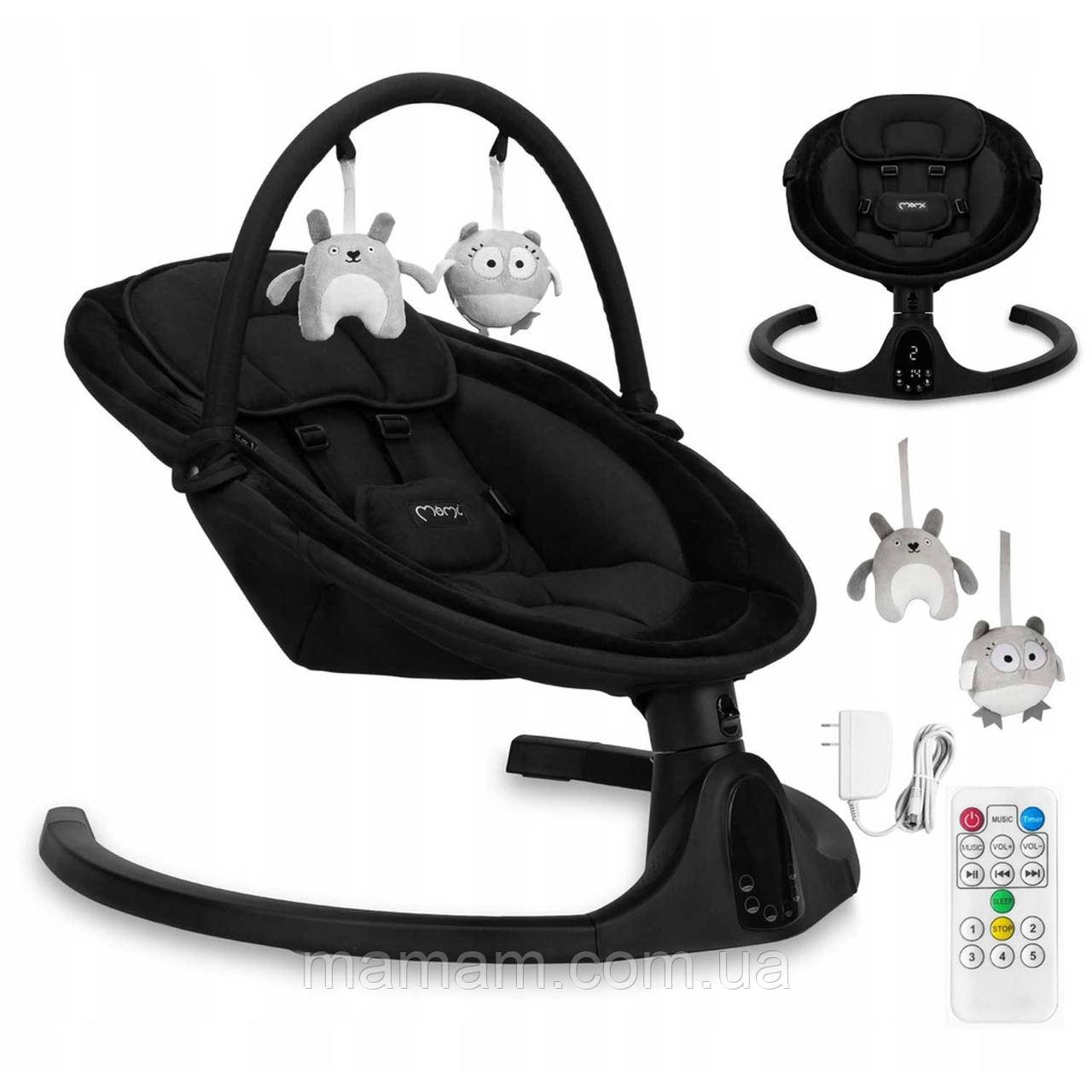 Заколисуючий центр з модулем Bluetooth і LCD дисплей MoMi Kenani Onyx, фото 1