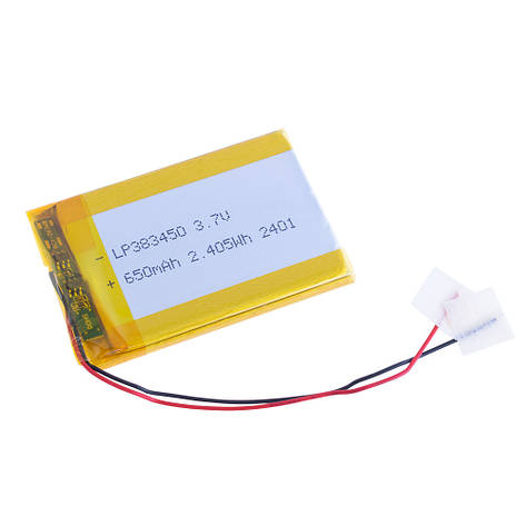 LiPo 650 mAh, 3,7V, 3,8x34x50 мм LiPower акумулятор літій-полімерний 383450, фото 1