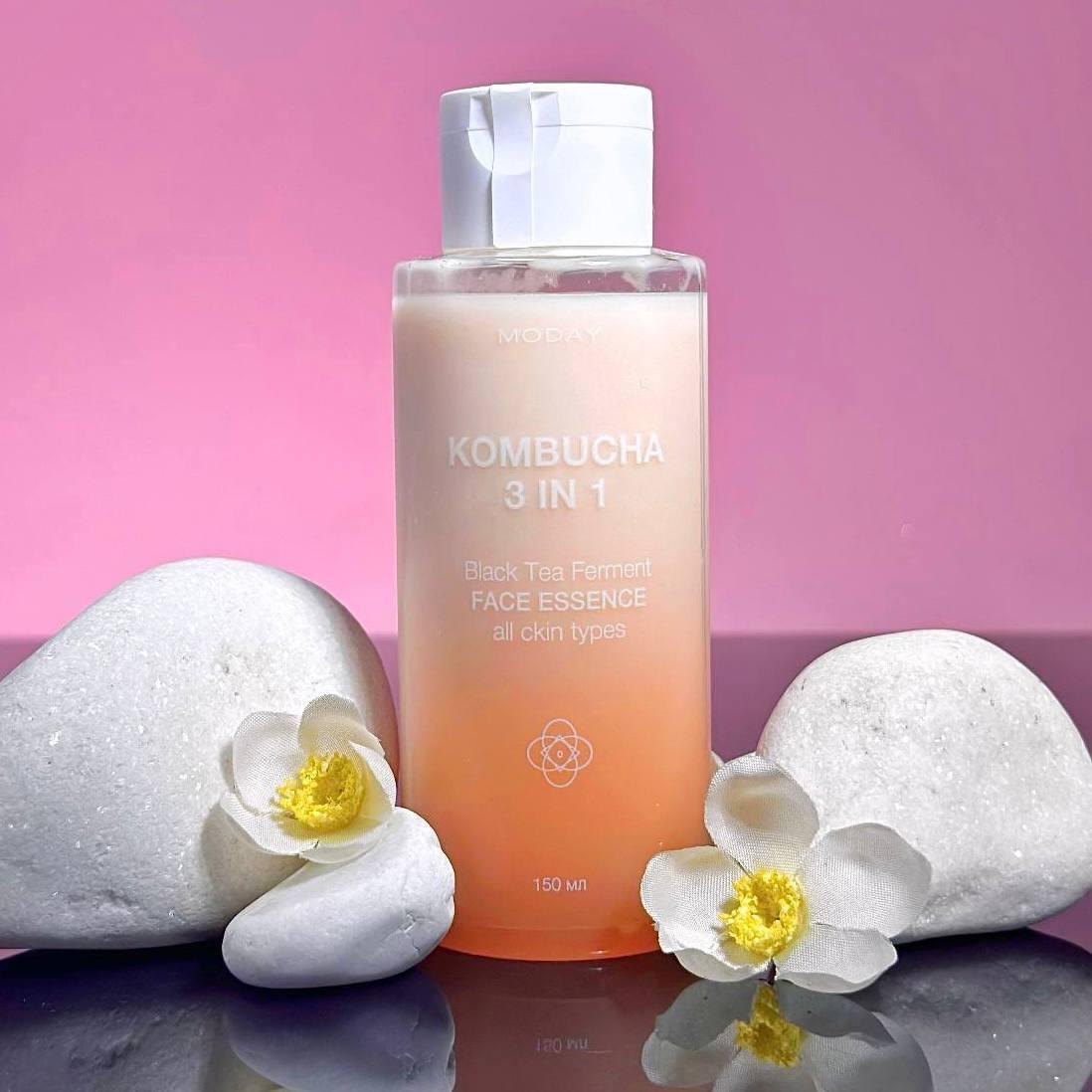 Мультифункціональна есенція  для обличчя MODAY Kombucha 3 в 1 на основі ферментованого чорного чаю 150 мл