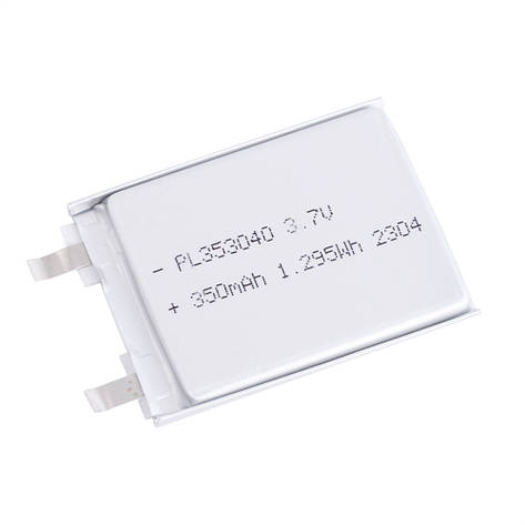 LiPo 350 mAh, 3,7V, 3,5x30,5x40,5 мм LiPower акумулятор літієво-полімерний PL353040, фото 1