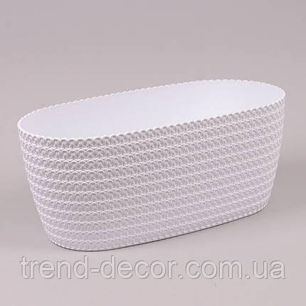 Горщик пластмасовий овальний JERSEY білий 37.5см., фото 1