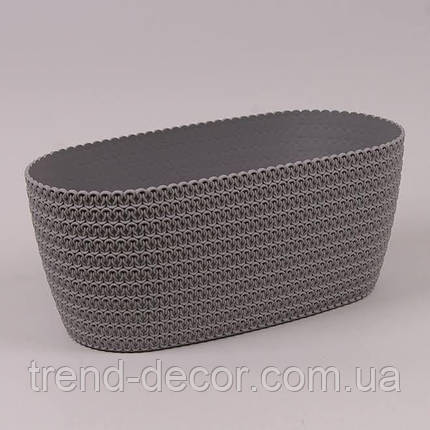 Горщик пластмасовий овальний JERSEY сірий 37.5см., фото 1