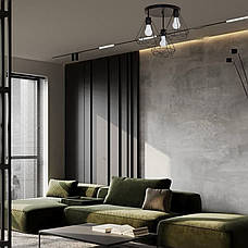 Чорна стельова люстра на 3 плафони "Triangular Frame Ceiling Light" (52-H2019F-3 BK+BK (300)), фото 6