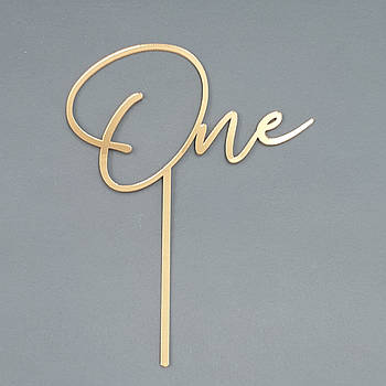 Топер акриловий One золото 13х17 см