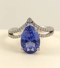 Каблучка срібна з танзанітом 17,5 розмір Т349-тз