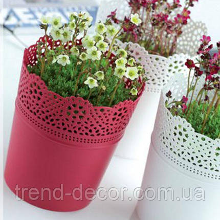 Горщик пластмасовий Lace антрацитовий 16см., фото 3