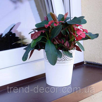 Горщик пластмасовий Lace білий 14см., фото 3