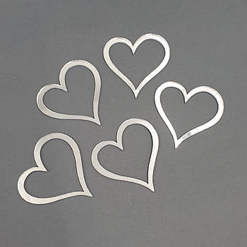 Набір акрилових сердець (срібло) — 5 шт.