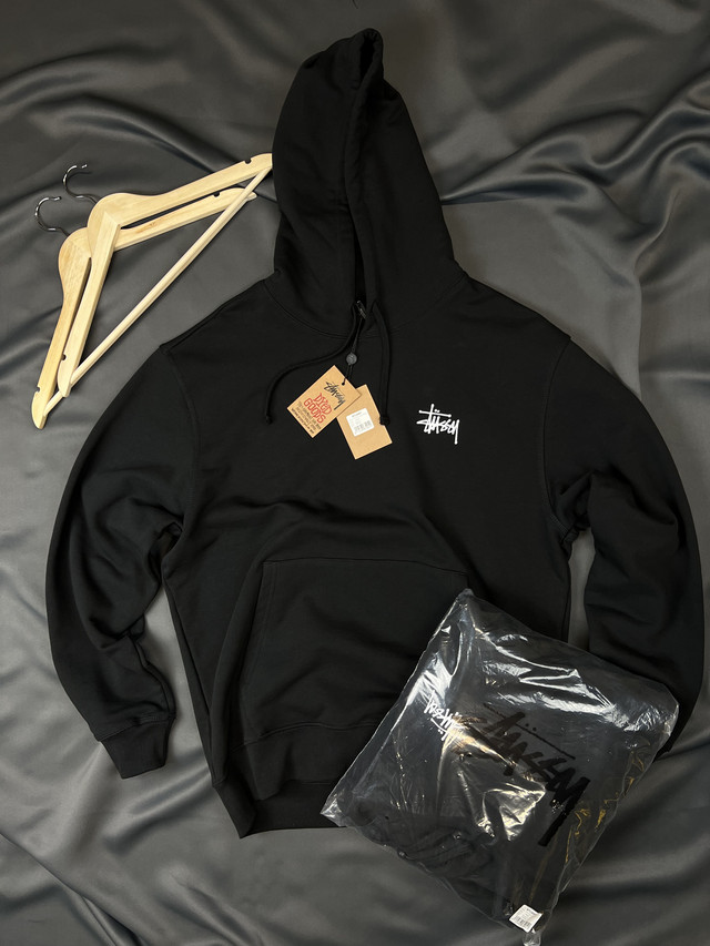 Худи стусси черный с карманом
