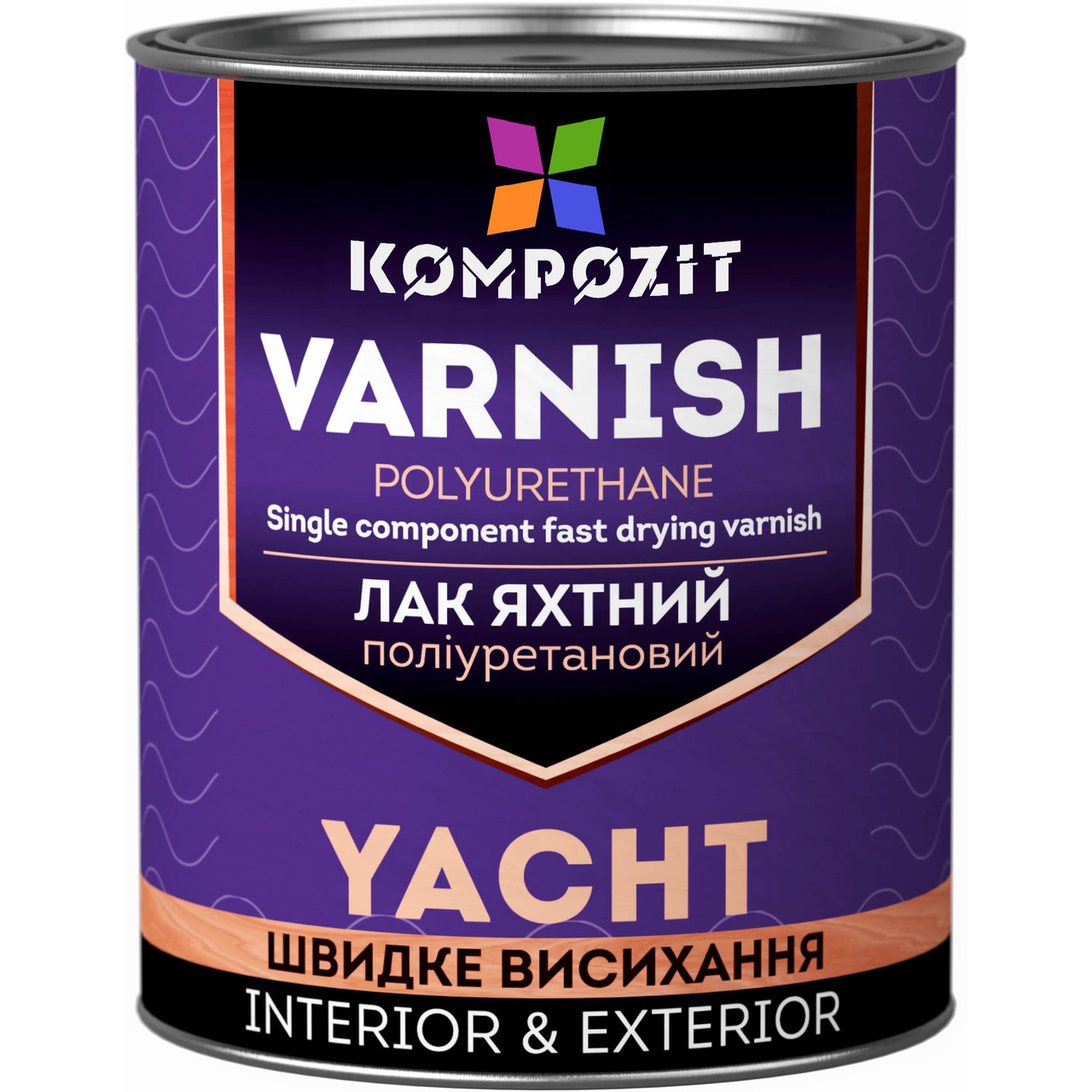 Лак яхтний поліуретановий Kompozit®, 0,7 л, Глянцевий, Безбарвний