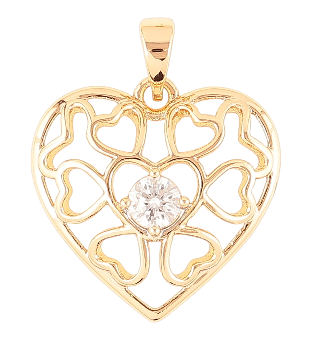 Кулон Xuping Позолота 18K «Сердечко з кристалом» для ланцюжка до 5мм