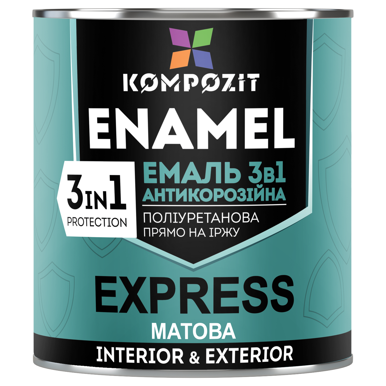 Емаль антикорозійна 3 в 1 EXPRESS, 0,8 кг, Матовий, Чорний RAL 9011