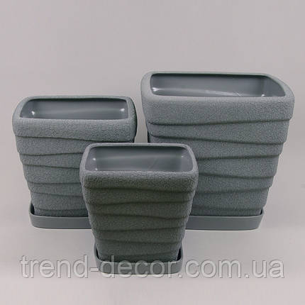 Горщик керамічний Квадрат Хвиля шовк металік 8л., фото 2