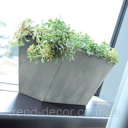 Горщик пластмасовий Tubus Case Beton Effect антрацитовий 40см., фото 3