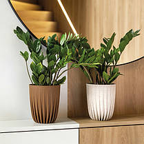 Горщик пластмасовий Mira ECO WOOD білий 19см., фото 6