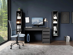 Письмовий стіл Ada 5 шухляд 120*55 см Антрацит TM Perfect Home, фото 6