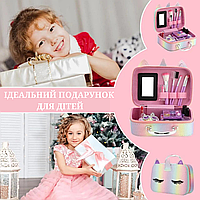 Дитячий набір косметики у валізці для макіяжу та манікюру, косметика в сумочці для дівчаток