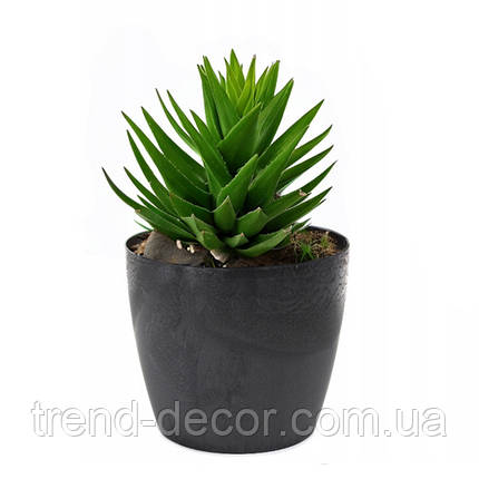 Горщик пластмасовий Magnolia Eco recycled чорний бетон 25 см., фото 3