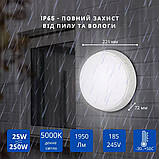 Світильник накладний світлодіодний 25W ІР65 5000К ETRON, світильник ЖКГ, світильник вуличний круглий білий, фото 2