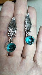 Срібні сережки з бірюзовим камінням
