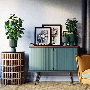 Горщик пластмасовий Keli Mika Petit ECO WOOD антрацитовий 18см., фото 3