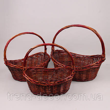 Комплект коричневих кошиків із лози 3 шт. 45364, фото 3