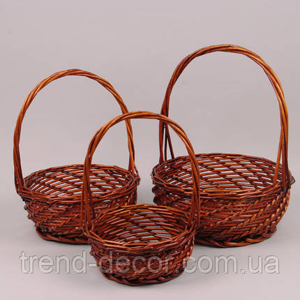 Комплект коричневих кошиків із лози 3 шт. 45361, фото 3