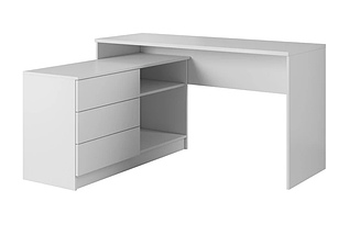 Письмовий стіл Teo 138*110 см з 3-шухлядами та полицями Білий TM Perfect Home, фото 4