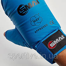 Рукавиці для карате із захистом великого пальця з ліцензією WKF | сині | SMAI SM P101, фото 4