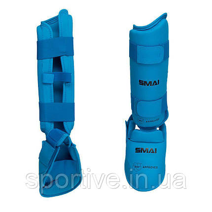 Захист гомілки та стопи з ліцензією WKF | синя | SMAI SM P102, фото 1
