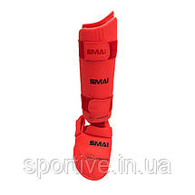 Захист гомілки та стопи з ліцензією WKF | червона | SMAI SM P102, фото 2