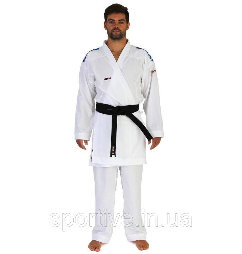 Кімоно для карате "JIN KUMITE GI ELITE" з ліцензією WKF (сині смуги на плечах) | біле | SMAI AS-034B