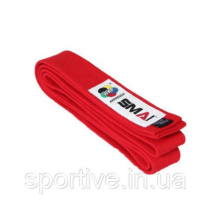 Пояс для кімоно з ліцензією WKF | червоний | SMAI SM B001RWKF, фото 1