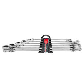 Набір ключів накидних екстрадовгих тріскачкових з шарнірами 6пр 8-19мм DISEN (ZBKT2017D)