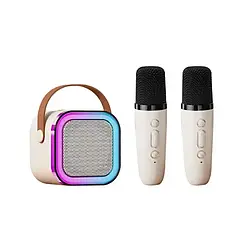 Колонка караоке світлодіодний бездротовий на 2 мікрофони, аудіомікрофон, дитячий мікрофон FG231109019P-2